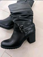 Stiefel, Wadenlange Stiefel mit Blockabsatz schwarz Größe 38 neu Berlin - Marienfelde Vorschau