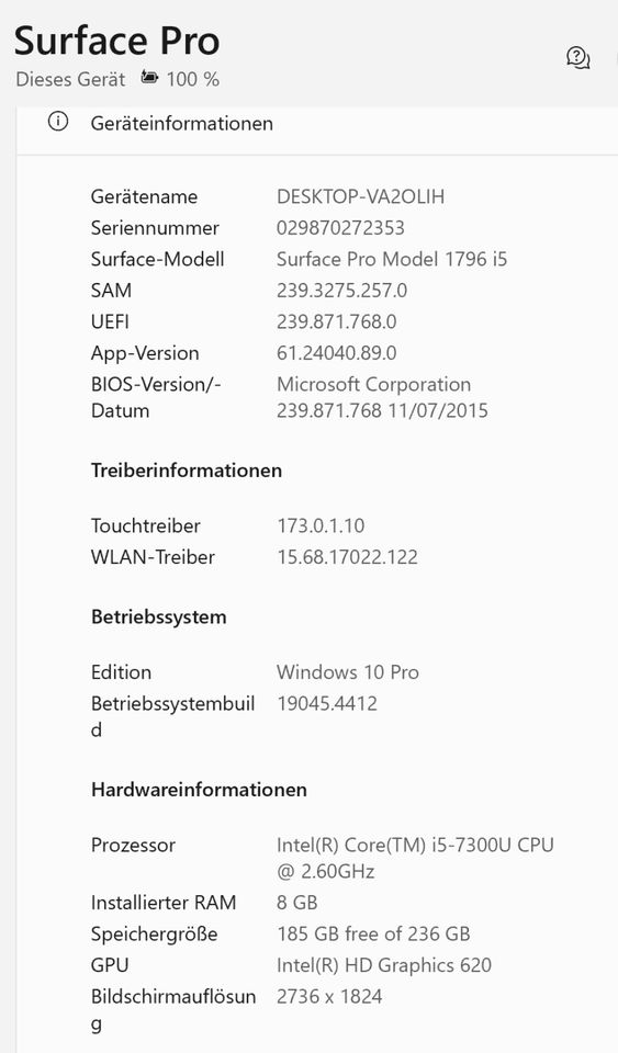 Surface Pro (5th Gen) - 256GB i5 8GB M1796 in Pinneberg