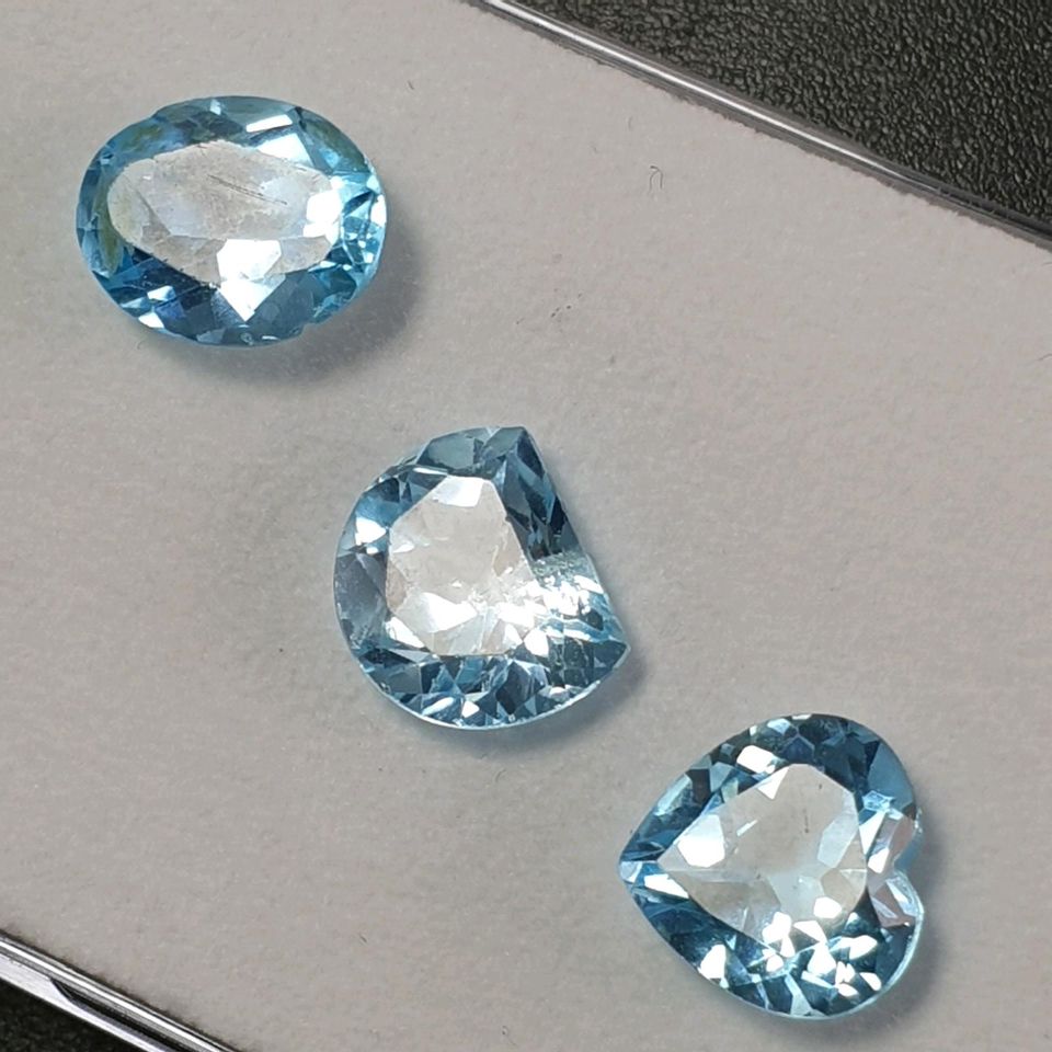 3er Set - Echter Topas beh. blau ( 10,11 Carat ) 9,5 - 10,2 mm in Recklinghausen