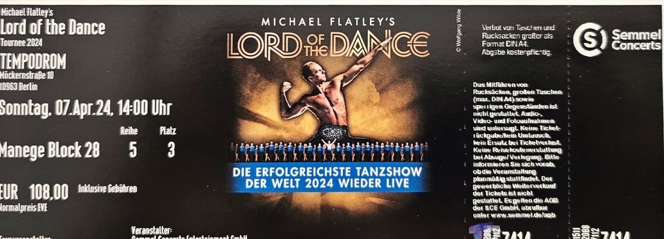 ein Ticket für die Show Lord of the dance in Berlin am 07.04.2024 in Berlin