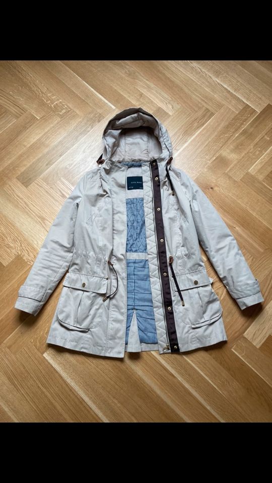 Jacke dünner Mantel Frühling Zara Basic beige gold 36 S Coat in Moers