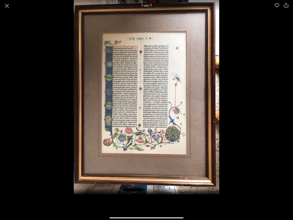 Buch Genesis, Kunstdruck mit golden gemalten Ornamenten in Rösrath