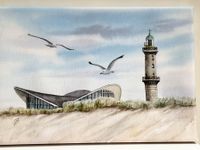 Leuchtturm Teepott Möwen Warnemünde Aquarell Druck Leinwand Niedersachsen - Delmenhorst Vorschau