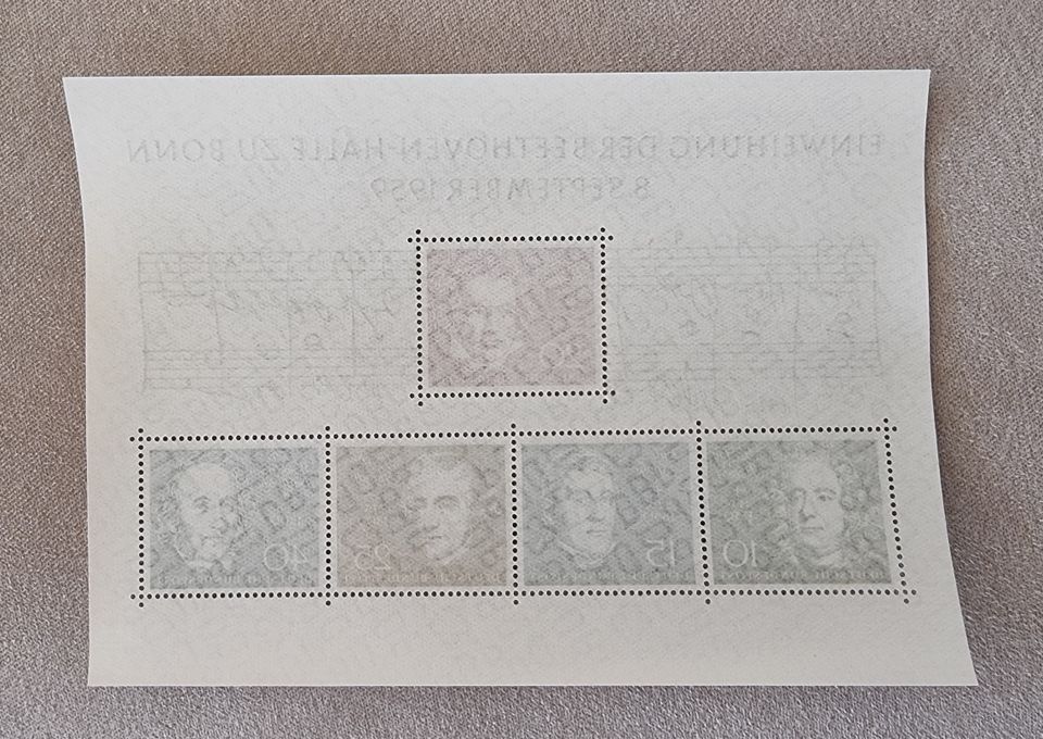 Briefmarken-Block: Einweihung Beethoven-Halle, 1959, postfrisch in Wasserburg
