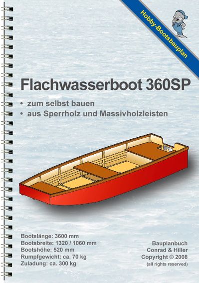 Bauplan Flachbodenboot, L 360 cm, Ruderboot, Angel- und Motorboot in Berlin