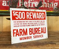 ORIG. USA $500 REWARD FARM BUREAU SCHILD VINTAGE ANTIK MAN CAVE Nordrhein-Westfalen - Hamm Vorschau