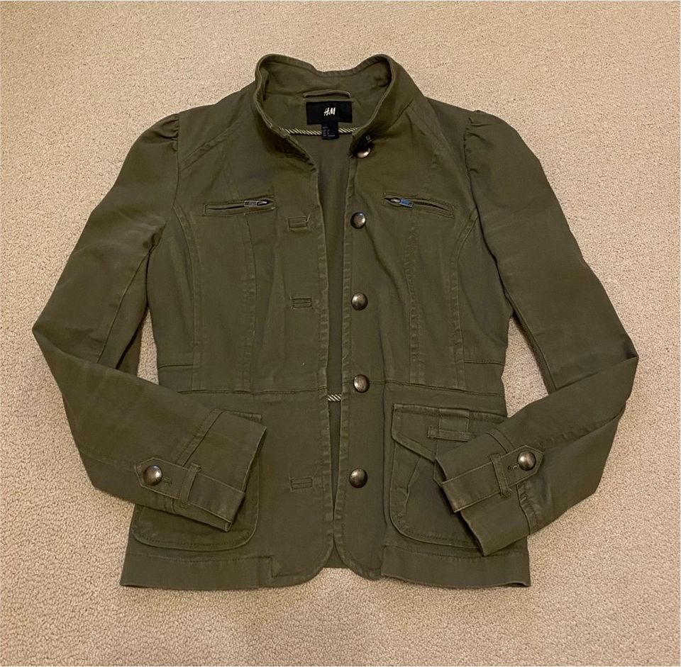 H&M Militär Style Jacke Blazer Khaki Olive denim Gr. S  36 in Mölln