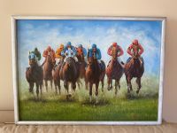 Wandbild Pferderennen Jockeys Acryl auf Leinwand m. Rahmen, 73x53 Niedersachsen - Schwarmstedt Vorschau