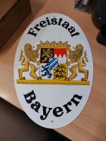 original Emaille Wand Schild Hoheitsschild Freistaat Bayern Hessen - Viernheim Vorschau