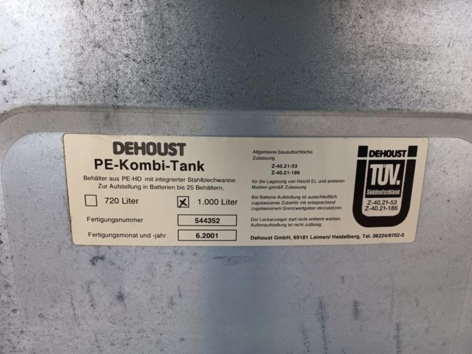 Doppelwandiger Vorratstank Diesel Heizöl 1000 L. Sicherheitstank in Tettnang