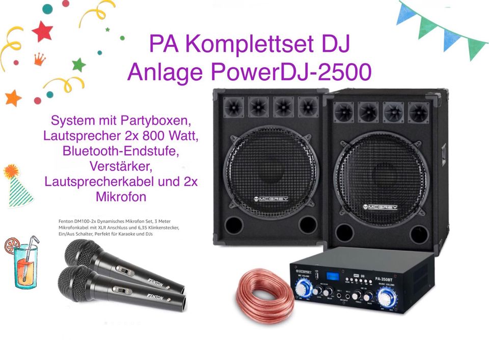 Musikanlage, PA Anlage „Karaoke Anlage“ Bluetooth, USB-MP3, 1600W in Potsdam