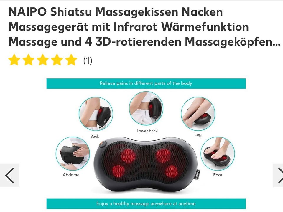 NAIPO Massageauflage Shiatsu Massagesitzauflage Rückenmassagegerät