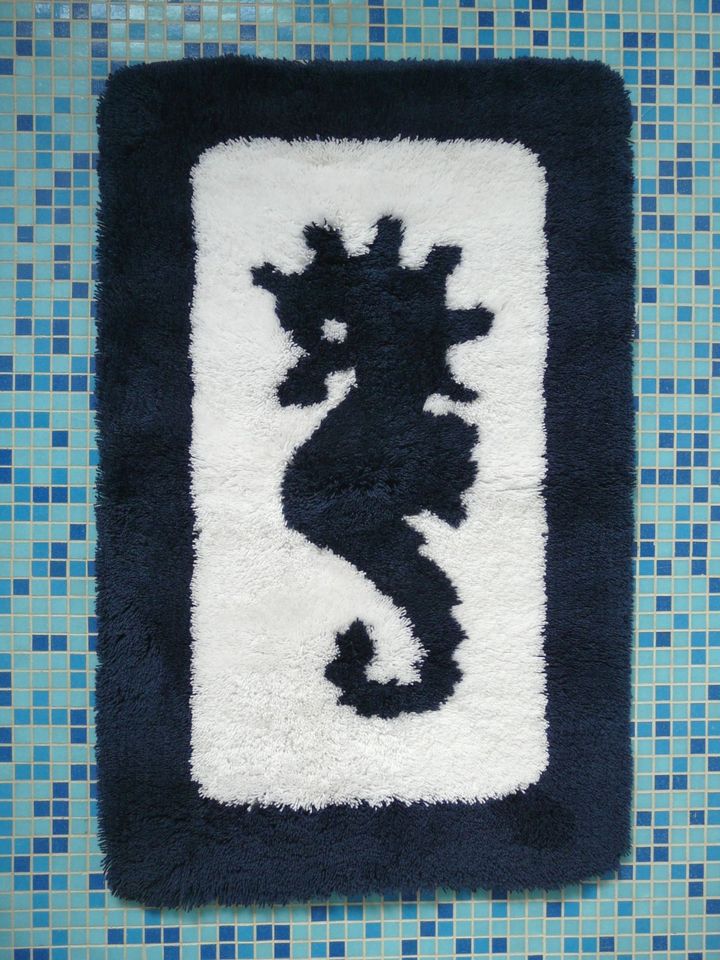 Badematten-Set: 3-teilig,Seepferdchen,blau-weiß (MEUSCH),selten in Brühl
