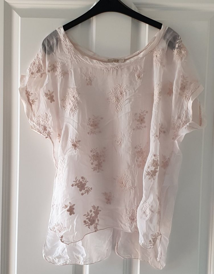 Made In Italy Seiden Top Bluse rose S 36 Blümchen in Sibbesse 