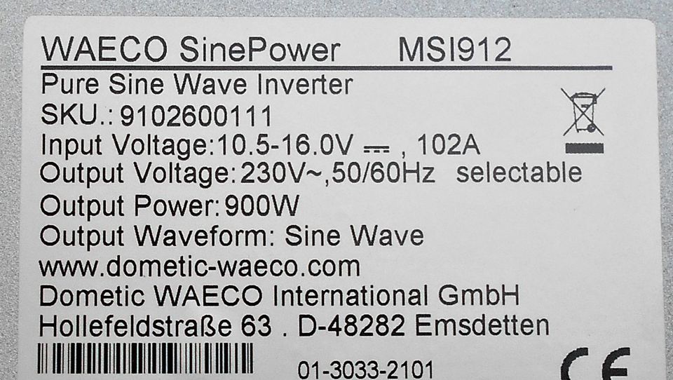 Sinus Wechselrichter / Inverter WAECO SinePower MSI 912 in Nordstrand