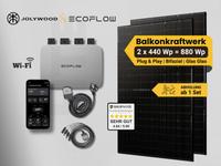 Premium ✅ Balkonkraftwerk 880 / 800 W  Komplettset Plug & Play⚡️ bifafazial Glas Glas Jolywood 2 x 440W + ECOFLOW Micro-Wechselrichter | All Black Design | Steckfertige WiFi Mini PV-Anlager Baden-Württemberg - Wernau Vorschau
