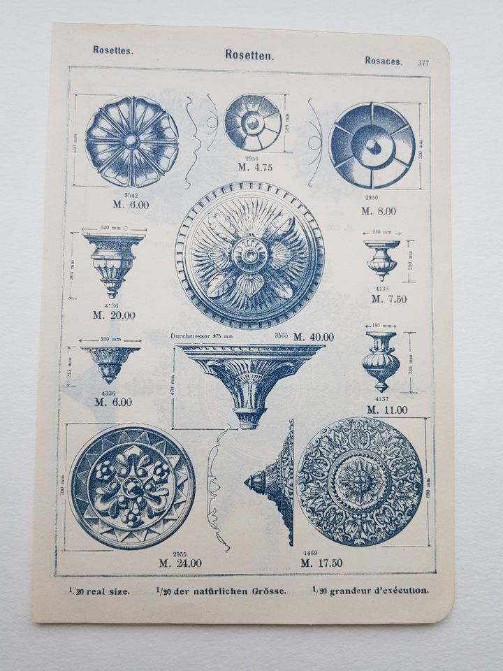 Rosetten Füllungen Metall aus Ornamente Katalog von ca.1900 in Leonberg