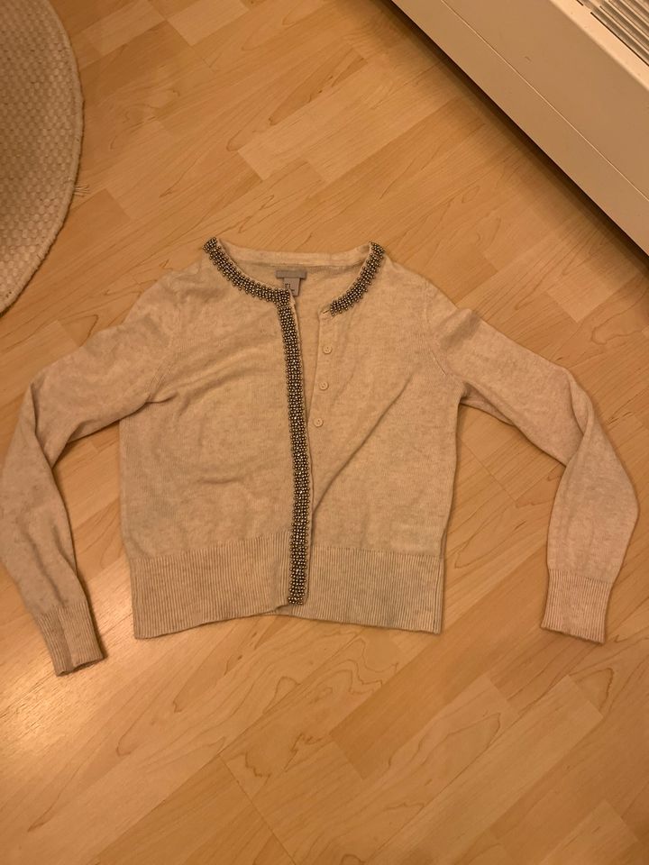 Strickjacke Pullover Wolljacke beige weiß 38 M H&M Strass Alpaka in München