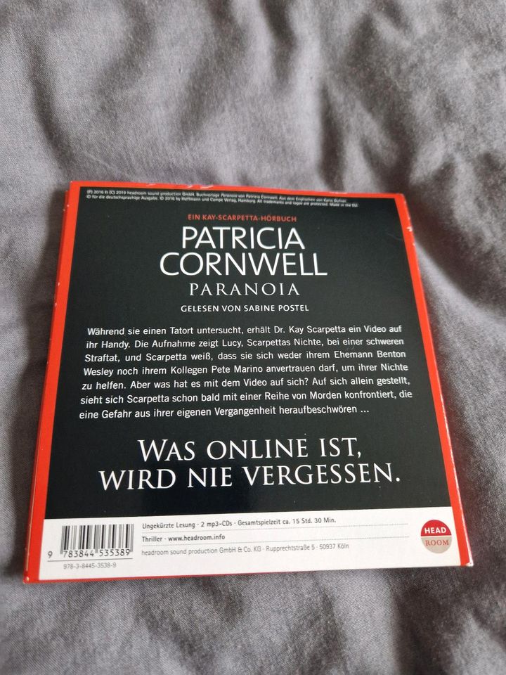 Patricia Cornwall Paranoia Mp3 CD hörbuch in Weil am Rhein