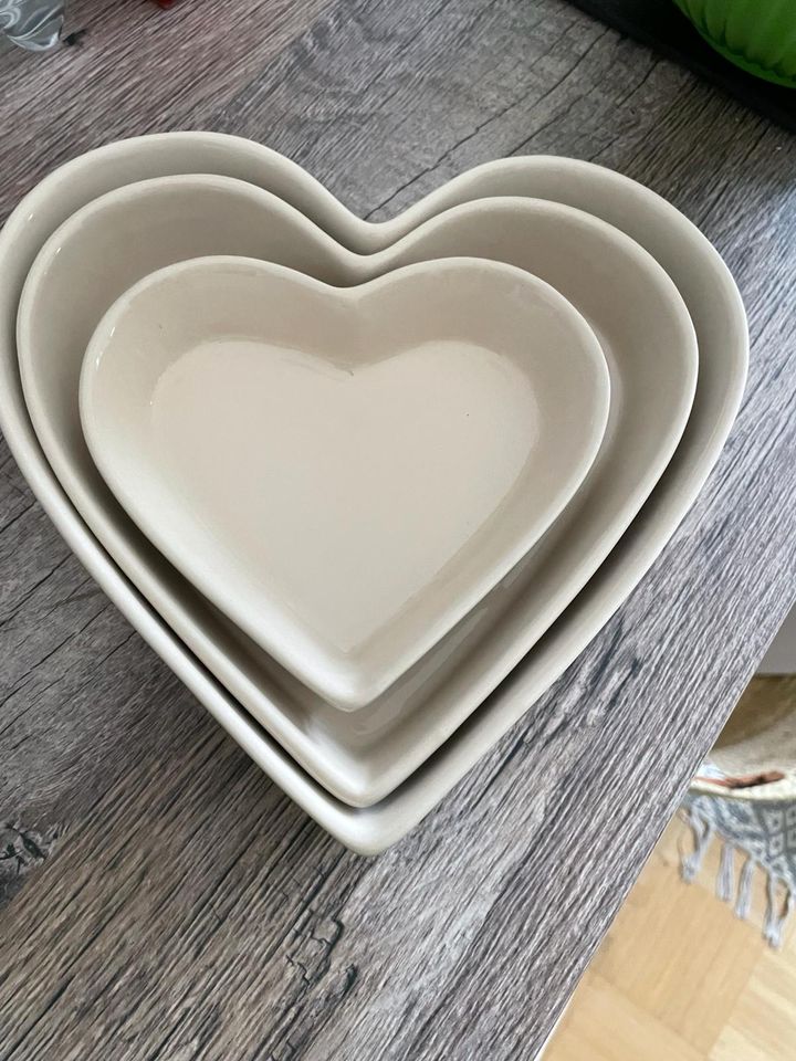 Ib Laursen 3-tlg. Herzform - Set aus Keramik - Mynte Pure White - in Bünde