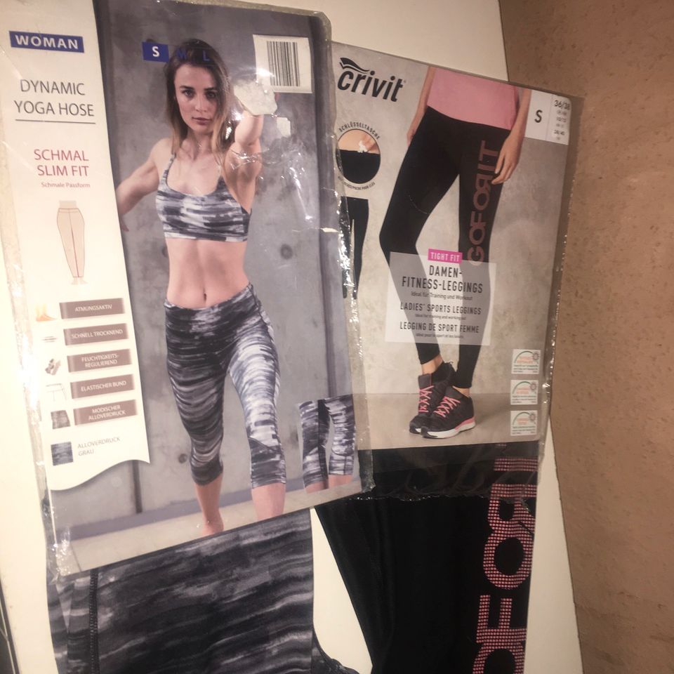 Crivit Fitness Leggings S schwarz , Woman 3/4 Yoga Hose S grau in Reinbek