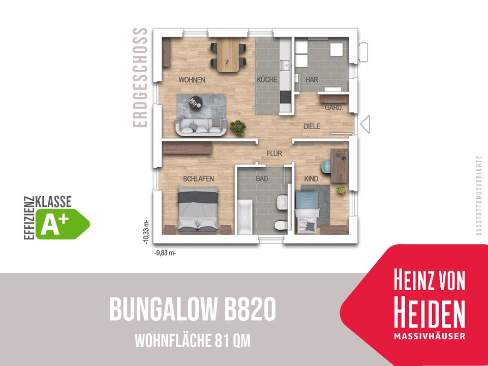 Bungalow B820 - Neubau in Breitungen - Haus mit 81 qm - inkl. PV-Anlage und Lüftungsanlage in Breitungen