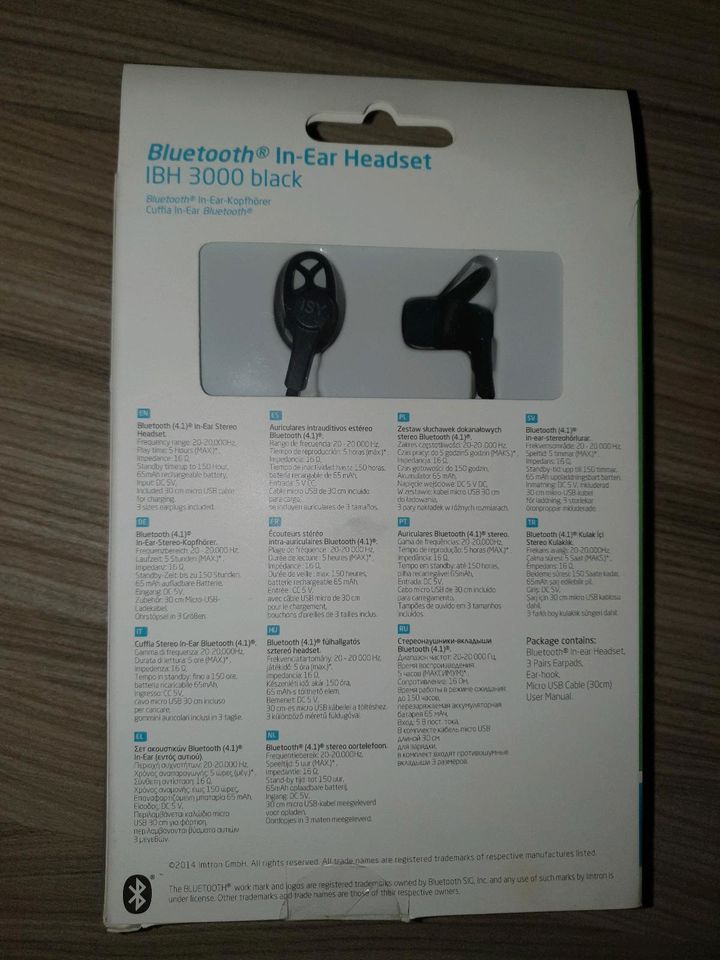 Isy Bluetooth In-Ear Kopfhörer neu schwarz IBH 3000 in Dortmund