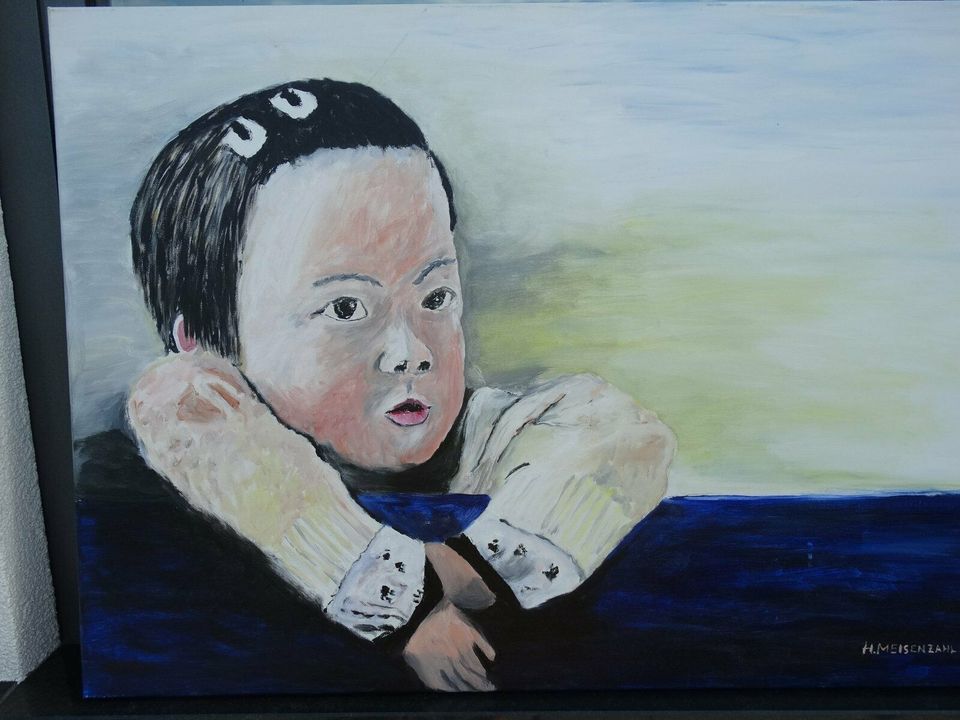 Altes Gemälde auf Leinwand 70x100cm >China Girl< in Alzenau