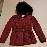 Winter Jacke dunkelrot warm Kapuze Gürtel Gr. 152 Dresden - Innere Altstadt Vorschau