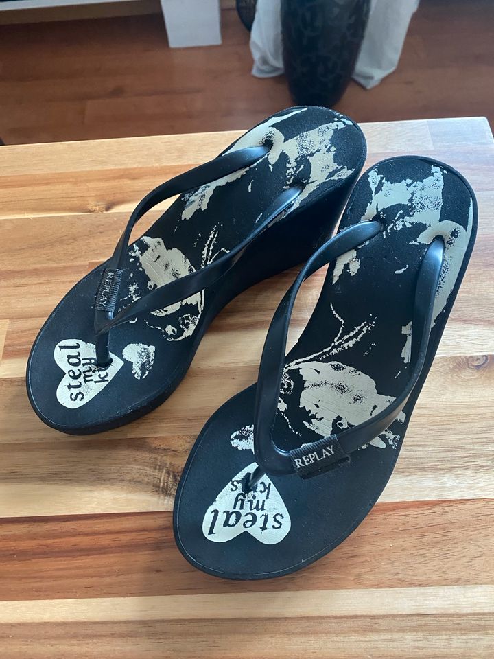 Replay Keil Sandale Flip Flops 38 schwarz zehensteg in Plettenberg