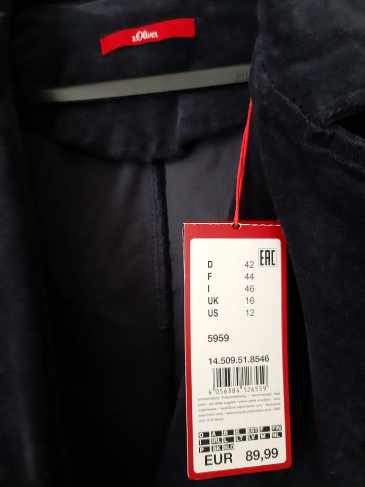 S.Oliver Cord Jacke dunkelblau Gr 42 L XL Neu mit Etikett! in Würzburg