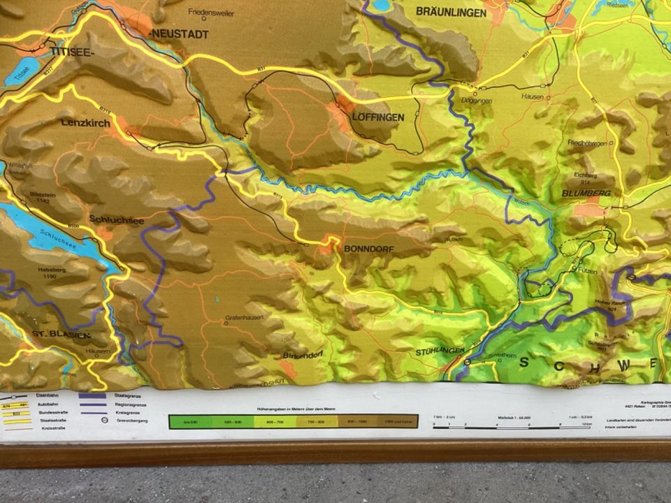 Topographisches Schwarzwald Baar Kreis Bild! Massiv und gerahmt! in Bad Dürrheim