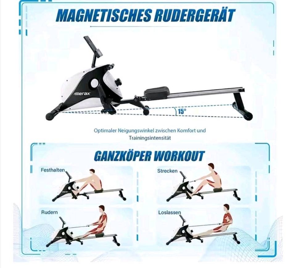 Merax Rudergerät mit LCD-Monitor Halterung, 4 KG Schwungradmasse, in Seibis