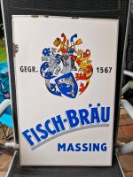 Fisch Bräu Massing Brauerei Emailschild Emailleschild Bier Schild Bayern - Aschaffenburg Vorschau