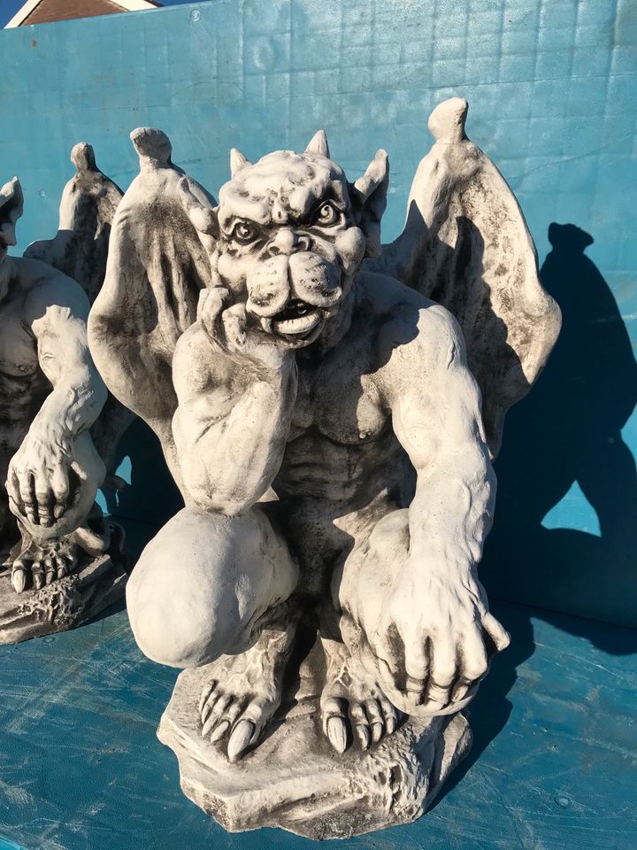 Gargoyle 62cm 50kg Trolle Gnom Torwächter Steinfigur Bestie Biest in Düsseldorf