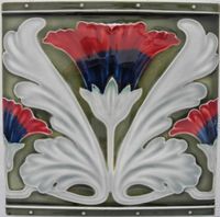 Jugendstil Fliese, Kachel - Motiv: Blüte, blau rot Nordrhein-Westfalen - Coesfeld Vorschau