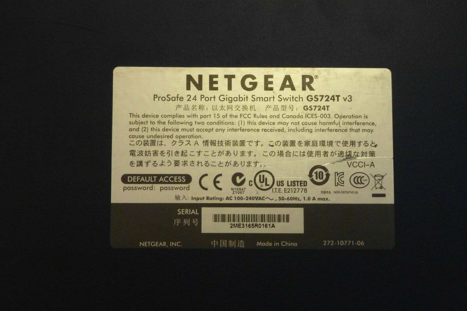 Netgear ProSafe GS724Tv3 Switch 19” 24x 10/100/1000Mbit in Seeg