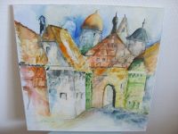 2 x Original Aquarell Häuser Stadt Bild Leinwand 50 x 50 Nordrhein-Westfalen - Troisdorf Vorschau