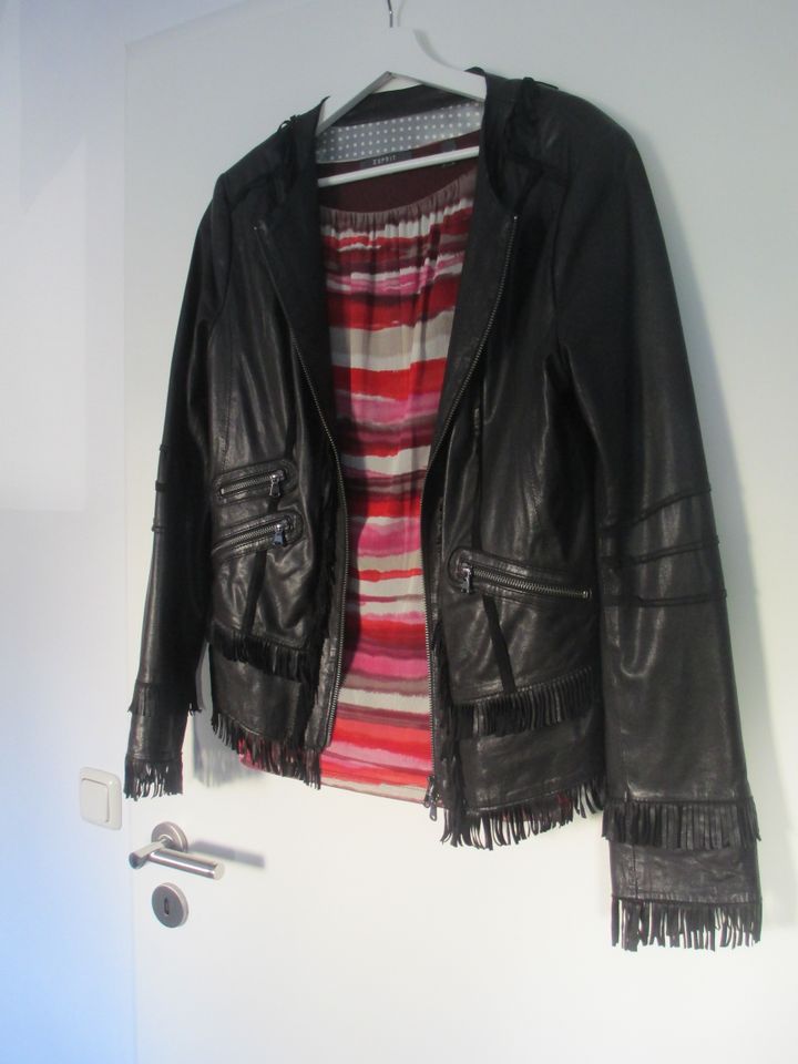 Rockige Lederjacke Schyia Gr. 40 Schwarz  wie neu + Shirt Esprit in Bochum