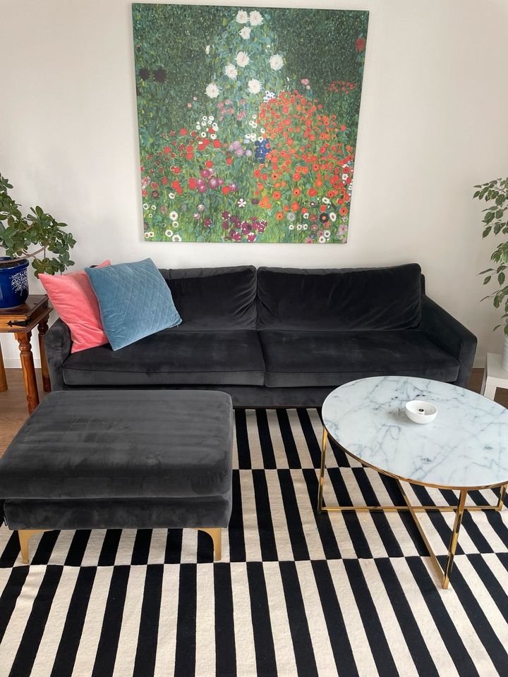 Couch Sofa Astha sofacompany 3-Sitzer &Hocker grau samt in Berlin