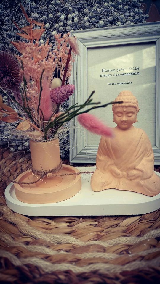 Buddha Set Vase Trockenblumen Boho Handmade Deko by Tante Deko in Lemgo