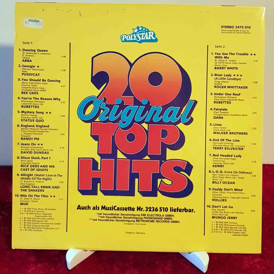 20 Original Top Hits | Glam | Pop Rock (Vinyl | Schallplatte) in Steinborn