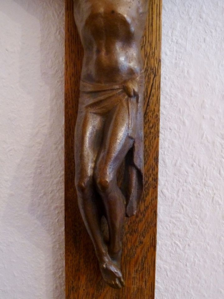 Rar: orig. Möbel 1900 Ölgemälde Ölbild,2 x Religiös Bronze Jesus in Dornburg