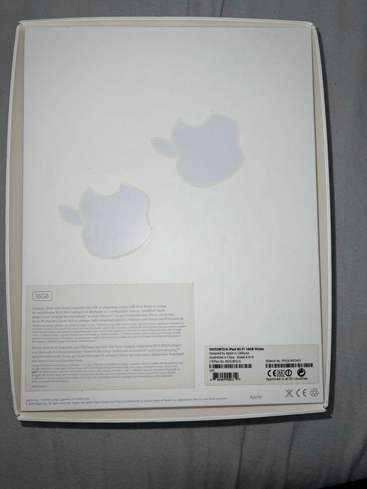 MD328FD/A iPad Wi-Fi 16GB White mit Originalverpackung + Zubehör in Markdorf