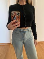 Schwarzes H&M cropped Strickjacke Oberteil mit Knopfleiste Pankow - Weissensee Vorschau