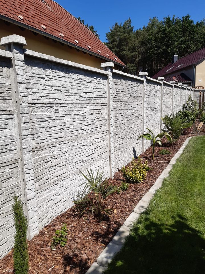 BETONZAUN Mediterran Höhe 1,81m Gartenzäune Montage Sichtschutz in