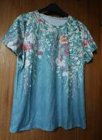 T-Shirt Gr. L – Kurzarmshirt – Shirt - grün mit Blumenmuster Lübeck - Kücknitz Vorschau