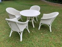 Rattan Sitzgruppe Wintergarten Tisch und vier Sessel weiss Düsseldorf - Bilk Vorschau