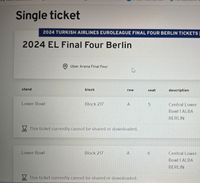 2024 TURKISH AIRLINES EUROLEAGUE FINAL FOUR BERLIN Tickets Baden-Württemberg - Ludwigsburg Vorschau
