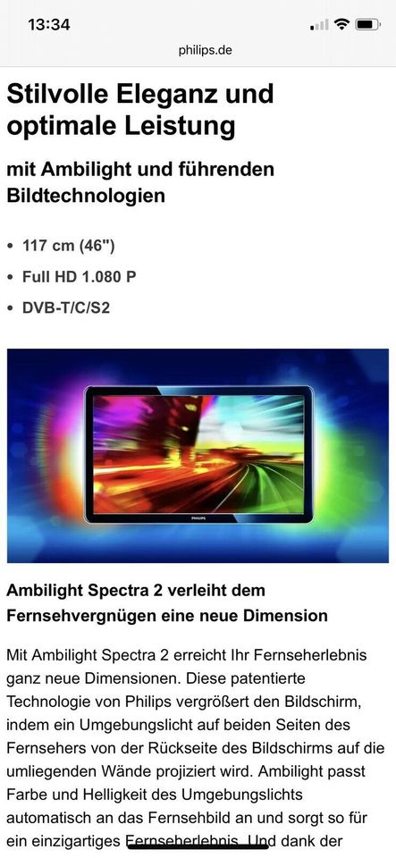 Philips Fernseher 46PFL8685k in Fürth